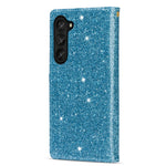 Zipper Wallet Shell for Samsung Galaxy Z Fold5 5G Leather Stand Case Laser Carving Glittery Phone Cover with Strap