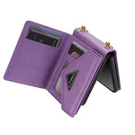 N.BEKUS For Samsung Galaxy Z Flip5 5G Phone Case PU Leather Coated PC Zipper Pocket Card Slots Cover with Shoulder Strap