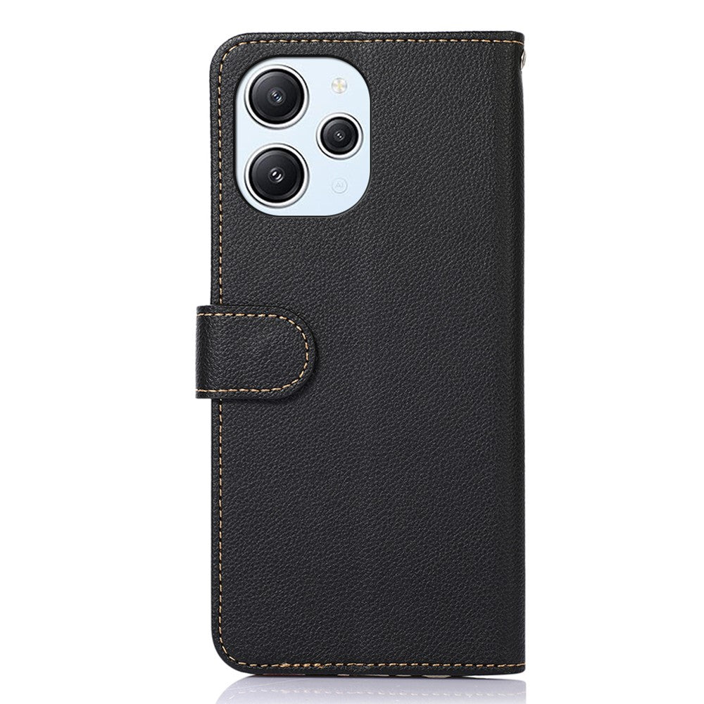 KHAZNEH For Xiaomi Redmi 12 4G Litchi Texture Stand Phone Case RFID Blocking Leather Shell Wallet Phone Cover