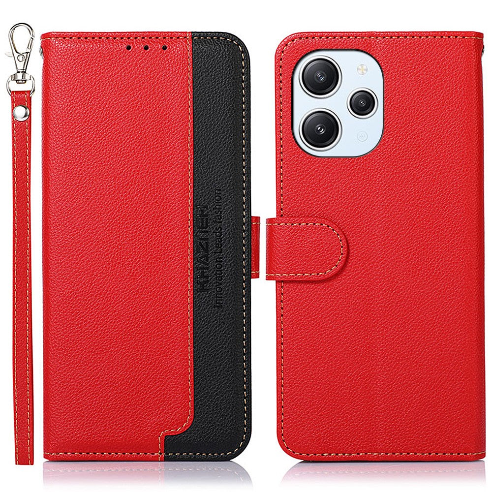 KHAZNEH For Xiaomi Redmi 12 4G Litchi Texture Stand Phone Case RFID Blocking Leather Shell Wallet Phone Cover