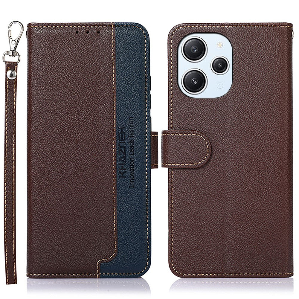 KHAZNEH For Xiaomi Redmi 12 4G Litchi Texture Stand Phone Case RFID Blocking Leather Shell Wallet Phone Cover