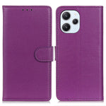 For Xiaomi Redmi 12 4G Wallet Stand Cover Classic Litchi Texture PU Leather Shockproof Phone Case