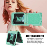 For Samsung Galaxy Z Flip5 5G RFID Blocking Phone Case PU Leather + PC Card Slot Cover with Makeup Mirror / Shoulder Strap