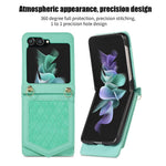 For Samsung Galaxy Z Flip5 5G RFID Blocking Phone Case PU Leather + PC Card Slot Cover with Makeup Mirror / Shoulder Strap