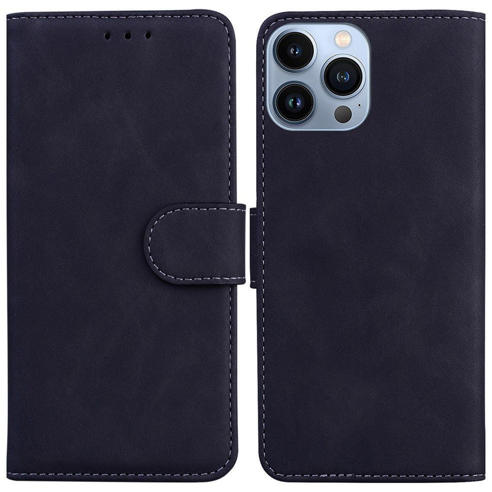 PU Leather + TPU Phone Cover for iPhone 15 Pro, Stand Phone Shell Wallet Solid Color Mobile Cover