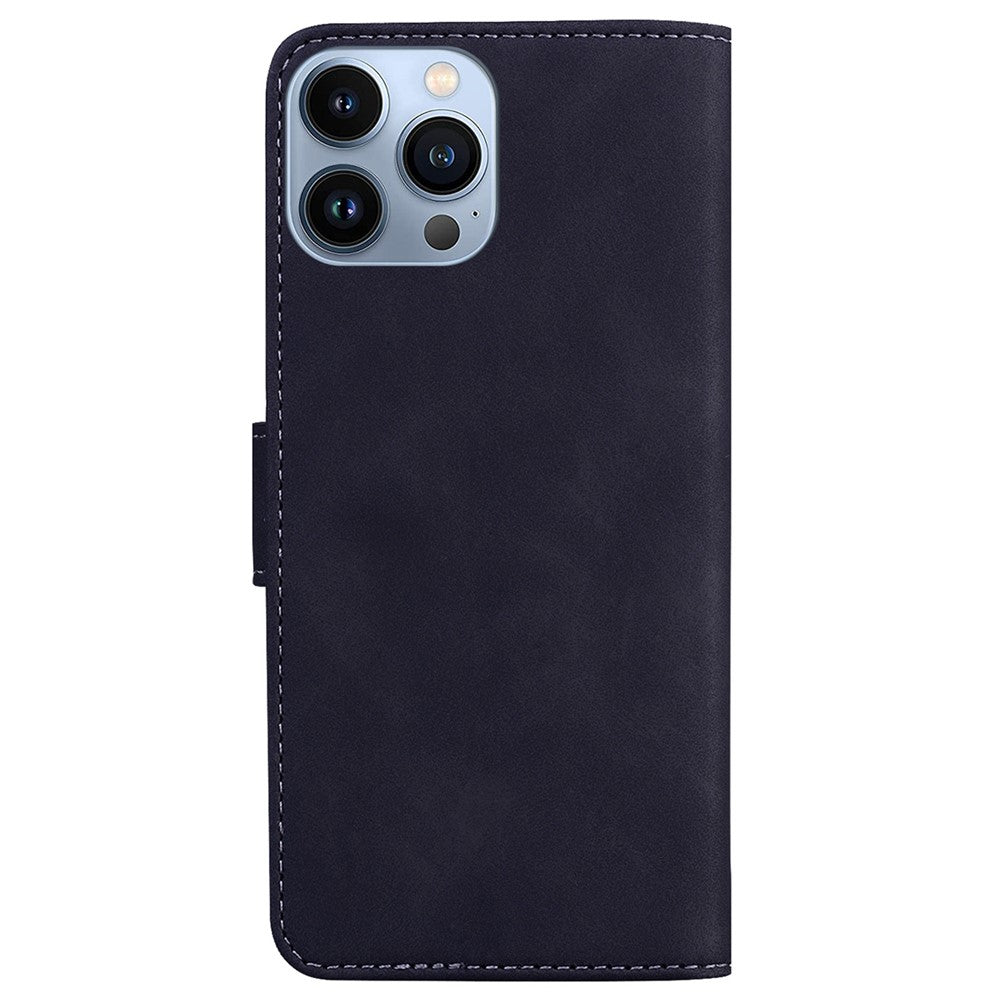 PU Leather + TPU Phone Cover for iPhone 15 Pro, Stand Phone Shell Wallet Solid Color Mobile Cover