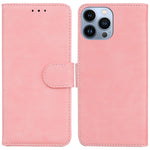 PU Leather + TPU Phone Cover for iPhone 15 Pro, Stand Phone Shell Wallet Solid Color Mobile Cover