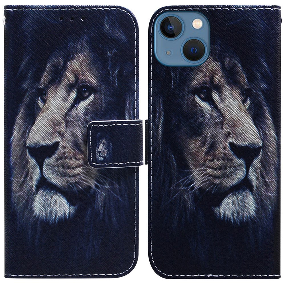 For iPhone 15 Pattern Printing Flip Cover PU Leather Stand Wallet Phone Case