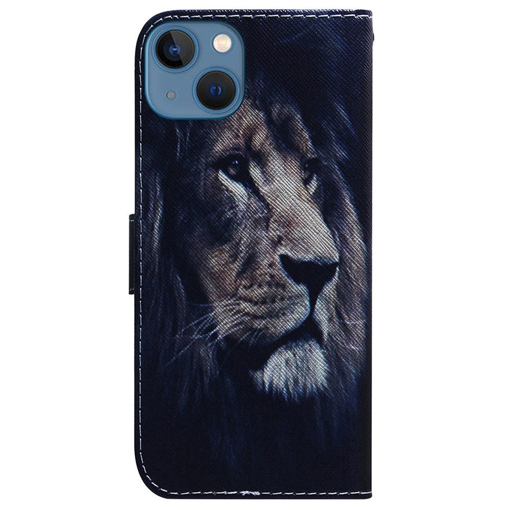 For iPhone 15 Pattern Printing Flip Cover PU Leather Stand Wallet Phone Case