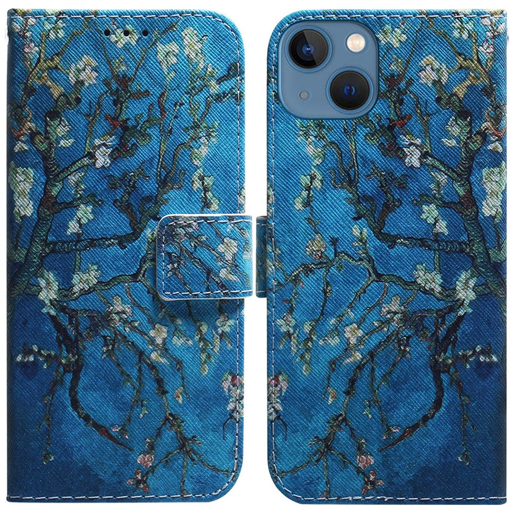 For iPhone 15 Pattern Printing Flip Cover PU Leather Stand Wallet Phone Case