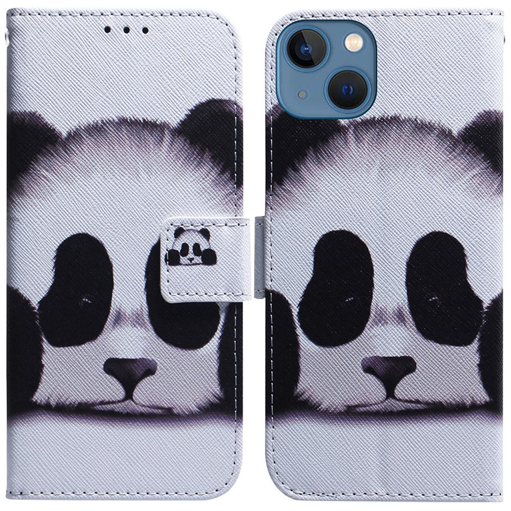 For iPhone 15 Pattern Printing Flip Cover PU Leather Stand Wallet Phone Case