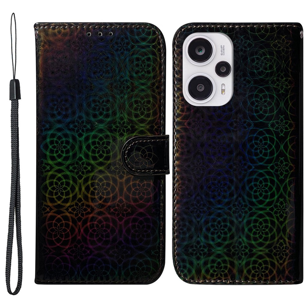 Wallet Leather Case for Xiaomi Redmi Note 12 Turbo / Poco F5 5G Dazzling Flower Pattern Phone Stand Cover