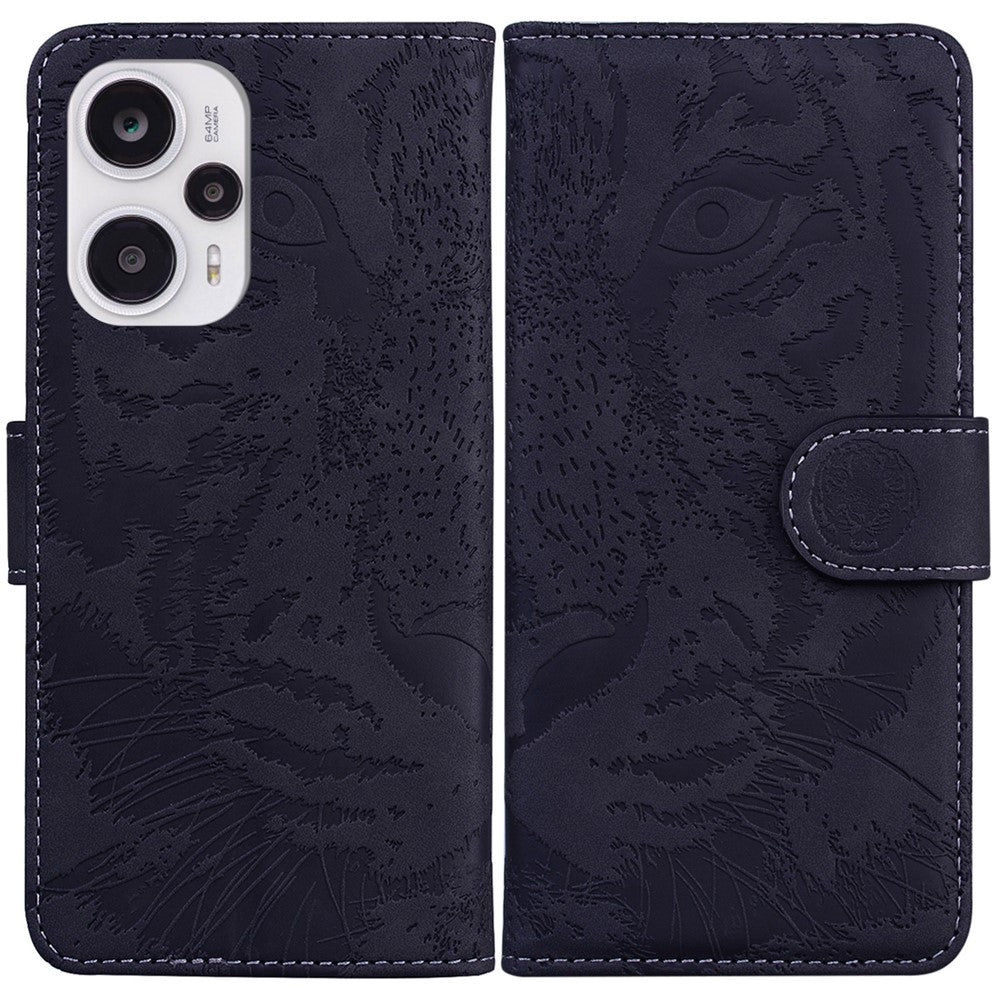 For Xiaomi Redmi Note 12 Turbo / Poco F5 5G Phone Case Wallet Stand Imprinted Tiger PU Leather Cover