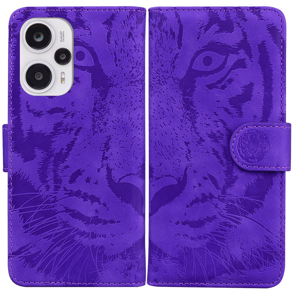 For Xiaomi Redmi Note 12 Turbo / Poco F5 5G Phone Case Wallet Stand Imprinted Tiger PU Leather Cover