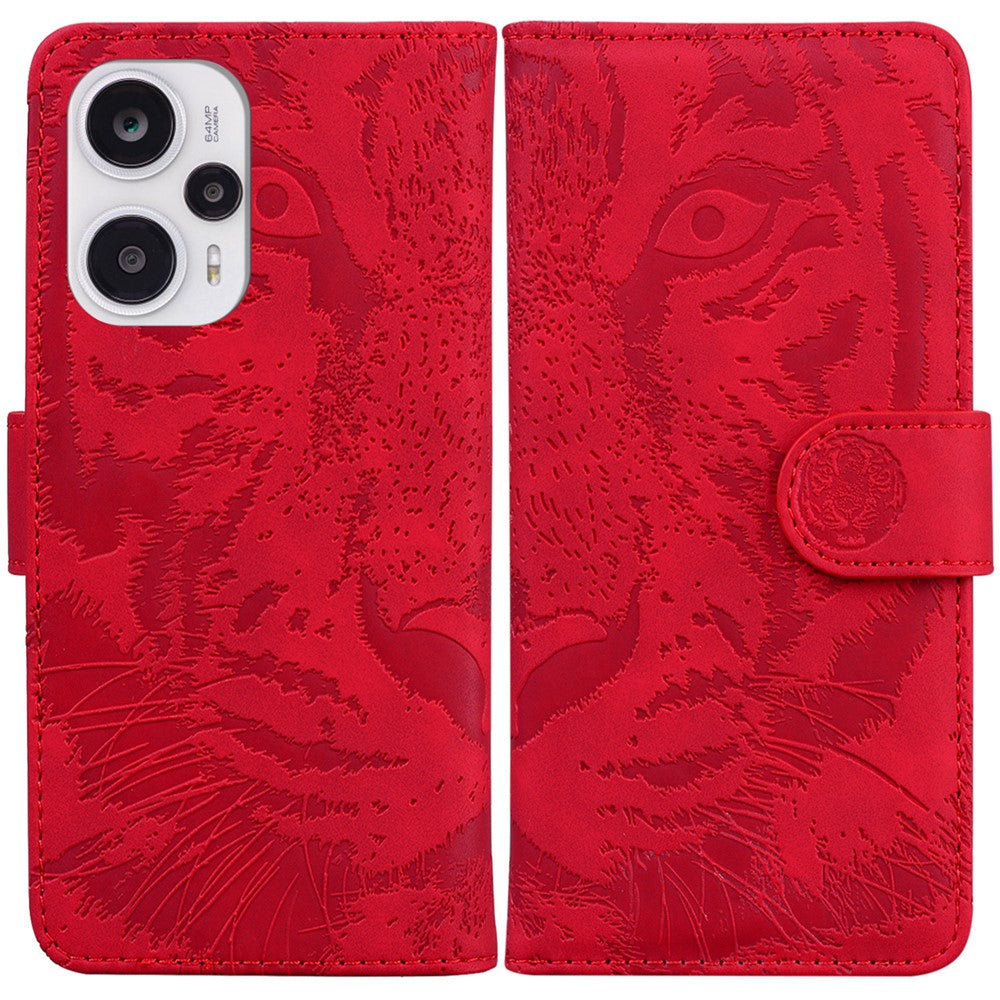 For Xiaomi Redmi Note 12 Turbo / Poco F5 5G Phone Case Wallet Stand Imprinted Tiger PU Leather Cover