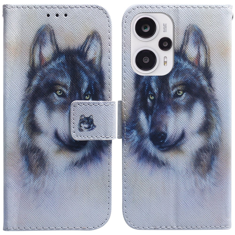 Wallet Phone Case for Xiaomi Redmi Note 12 Turbo / Poco F5 5G , PU Leather Pattern Printing Stand Cover