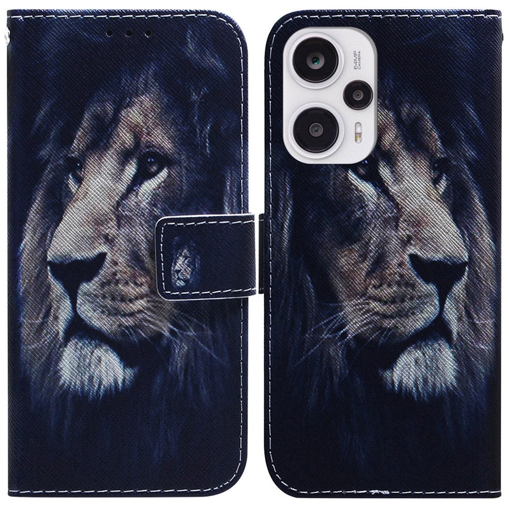 Wallet Phone Case for Xiaomi Redmi Note 12 Turbo / Poco F5 5G , PU Leather Pattern Printing Stand Cover