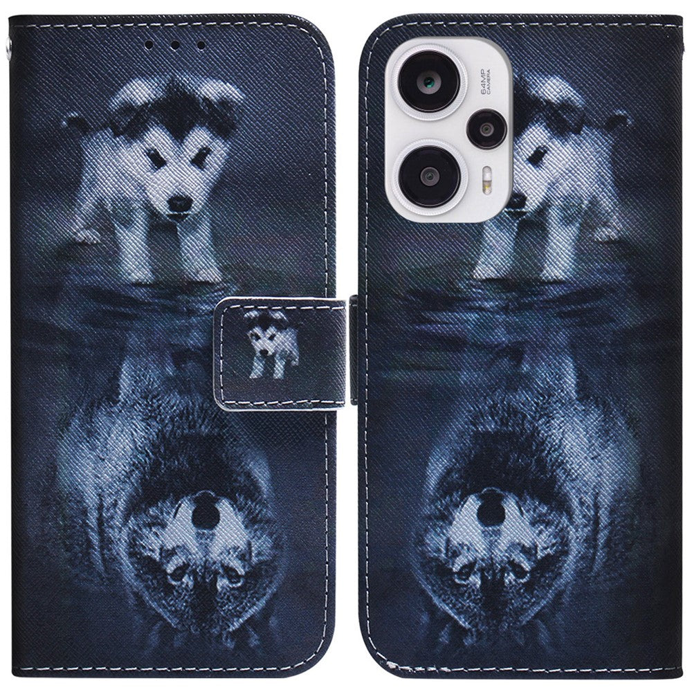 Wallet Phone Case for Xiaomi Redmi Note 12 Turbo / Poco F5 5G , PU Leather Pattern Printing Stand Cover
