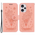 Wallet Case for Xiaomi Redmi Note 12 Turbo / Poco F5 5G , Stand Rose Butterfly Imprinted PU Leather Phone Cover