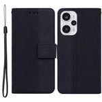 Leather Wallet for Xiaomi Redmi Note 12 Turbo / Poco F5 5G Geometry Imprinted Stand Phone Shell Mobile Case