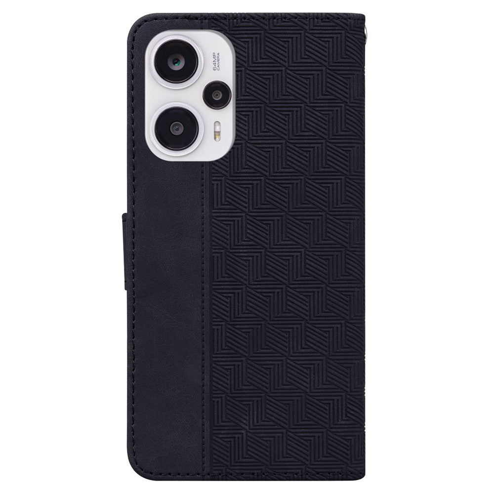 Leather Wallet for Xiaomi Redmi Note 12 Turbo / Poco F5 5G Geometry Imprinted Stand Phone Shell Mobile Case