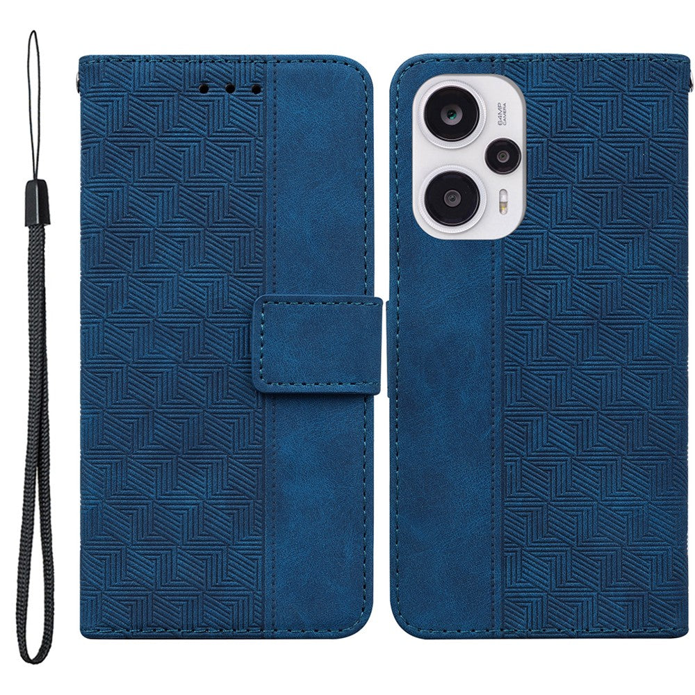 Leather Wallet for Xiaomi Redmi Note 12 Turbo / Poco F5 5G Geometry Imprinted Stand Phone Shell Mobile Case