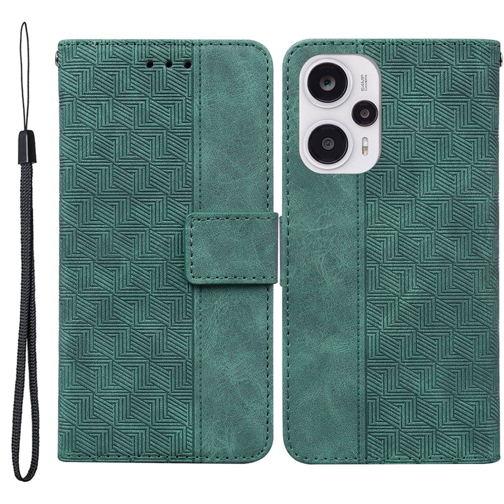 Leather Wallet for Xiaomi Redmi Note 12 Turbo / Poco F5 5G Geometry Imprinted Stand Phone Shell Mobile Case