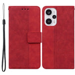 Leather Wallet for Xiaomi Redmi Note 12 Turbo / Poco F5 5G Geometry Imprinted Stand Phone Shell Mobile Case