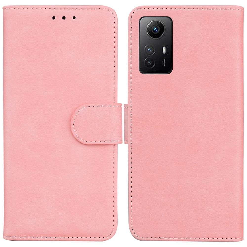 PU Leather Phone Cover for Xiaomi Redmi Note 12S 4G , Wallet Stand Solid Color Phone Case