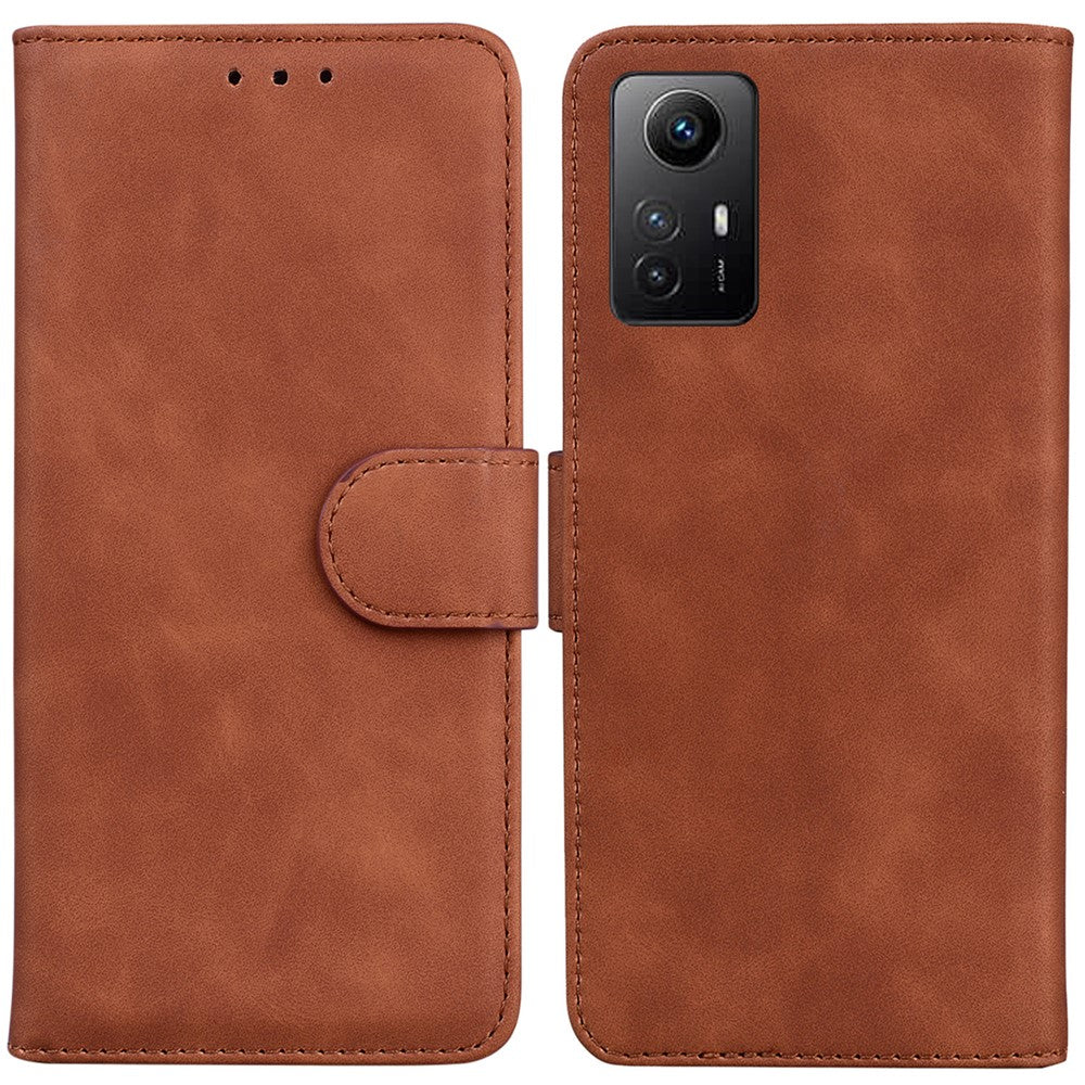PU Leather Phone Cover for Xiaomi Redmi Note 12S 4G , Wallet Stand Solid Color Phone Case