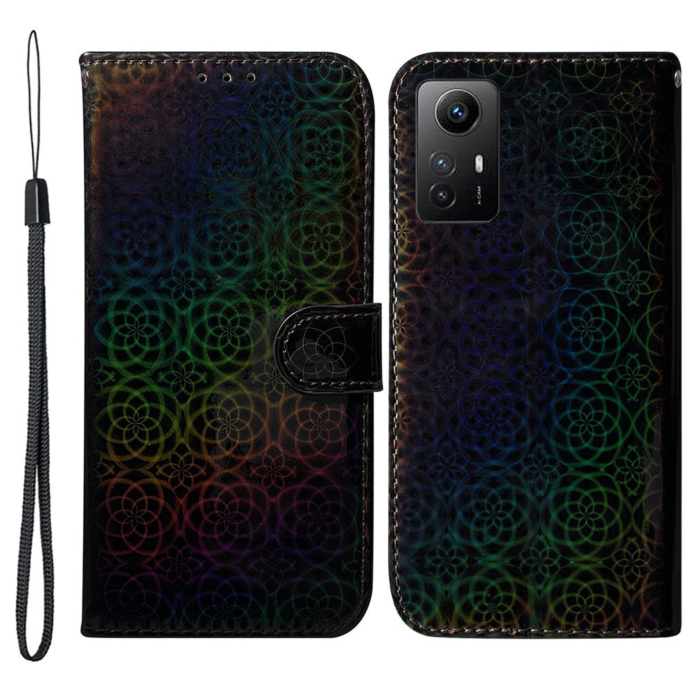 Leather Case for Xiaomi Redmi Note 12S 4G Dazzling Flower Pattern Phone Stand Wallet Anti-drop Cover