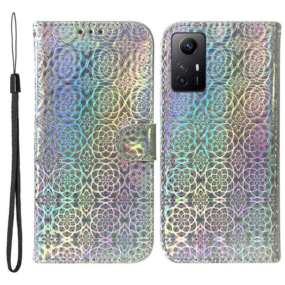 Leather Case for Xiaomi Redmi Note 12S 4G Dazzling Flower Pattern Phone Stand Wallet Anti-drop Cover