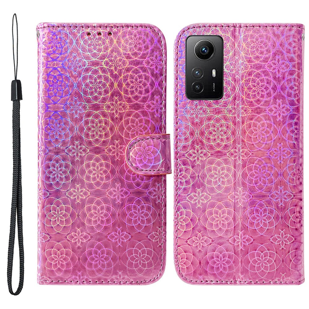Leather Case for Xiaomi Redmi Note 12S 4G Dazzling Flower Pattern Phone Stand Wallet Anti-drop Cover
