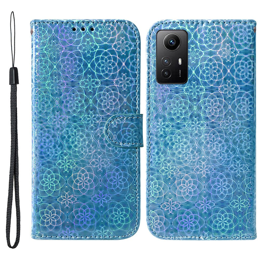 Leather Case for Xiaomi Redmi Note 12S 4G Dazzling Flower Pattern Phone Stand Wallet Anti-drop Cover