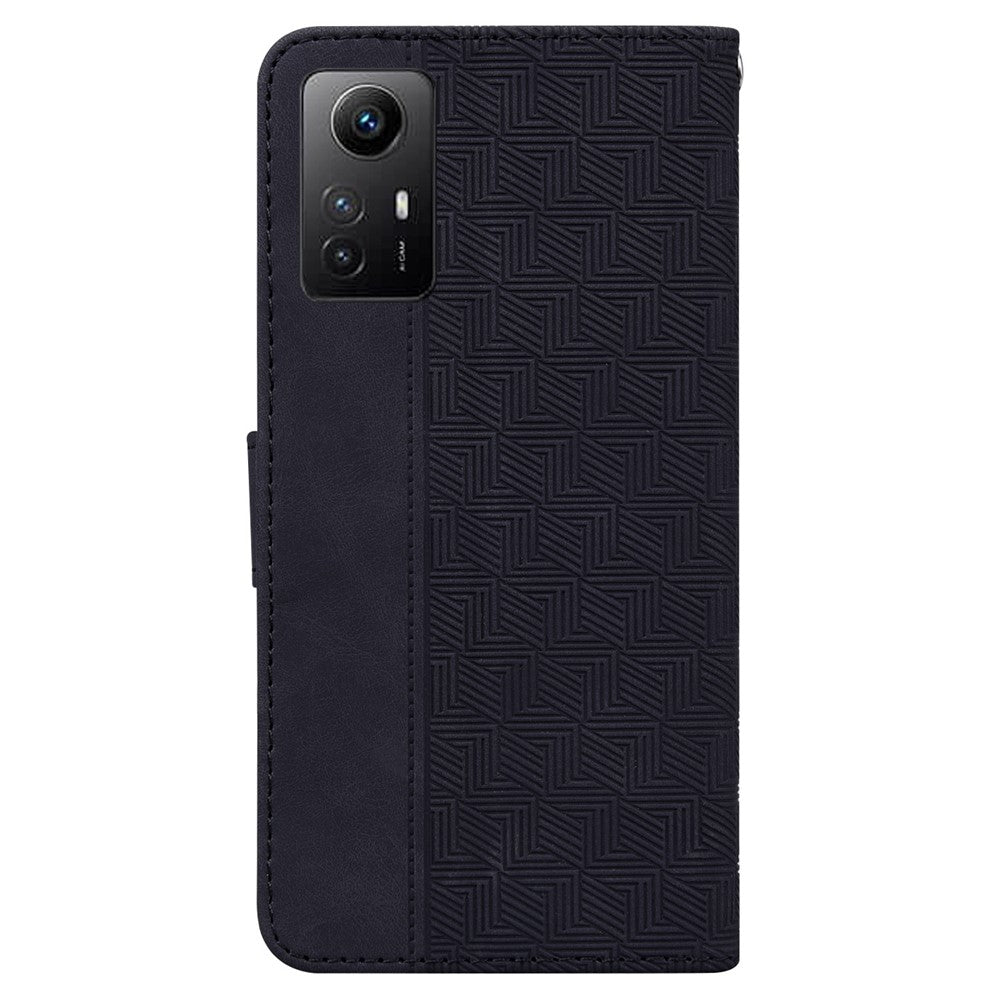 For Xiaomi Redmi Note 12S 4G Geometry Imprinted Fall-proof PU Leather Wallet Stand Phone Shell Mobile Case