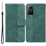Xiaomi Redmi Note 12S 4G Geometriskt Präglat Fallsäkert PU-läder Plånboksfodral med Stativ Mobilskal