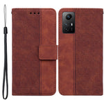 For Xiaomi Redmi Note 12S 4G Geometry Imprinted Fall-proof PU Leather Wallet Stand Phone Shell Mobile Case