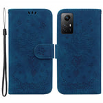 Leather Phone Cover for Xiaomi Redmi Note 12S 4G , Rose Butterfly Imprinted Case with Stand Wallet