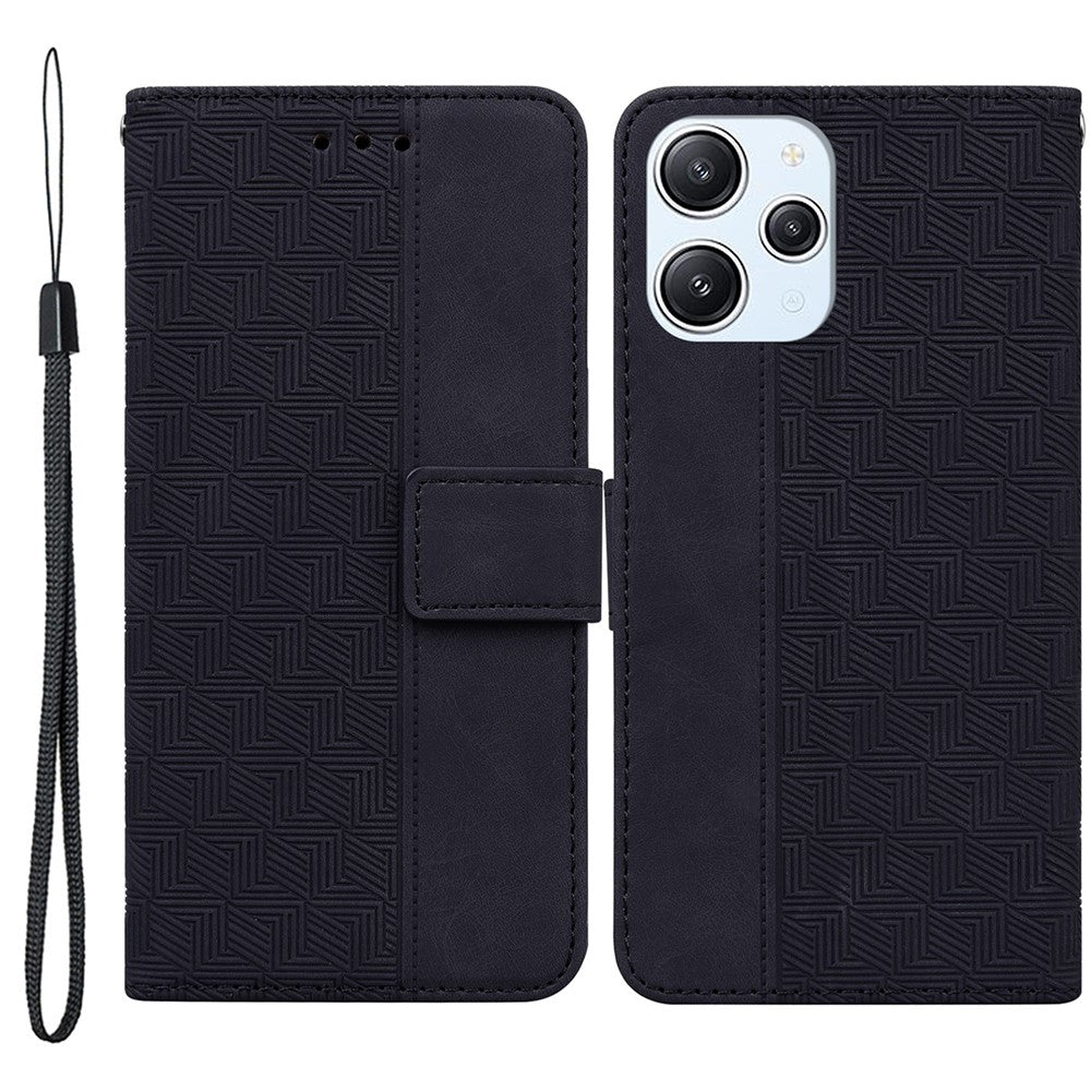 Xiaomi Redmi 12 4G Geometriskt Präglat mobilskal Flip Stand Plånbok PU Läder mobilskal