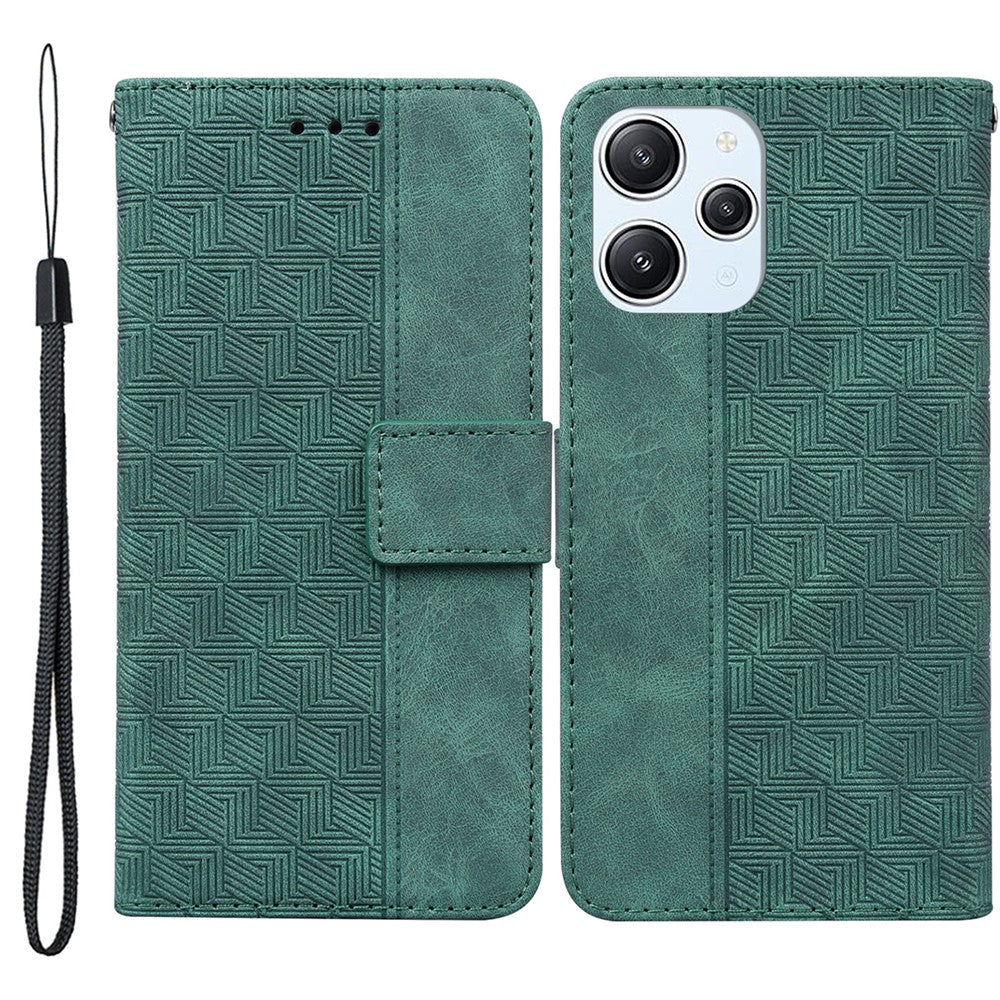Xiaomi Redmi 12 4G Geometriskt Präglat mobilskal Flip Stand Plånbok PU Läder mobilskal