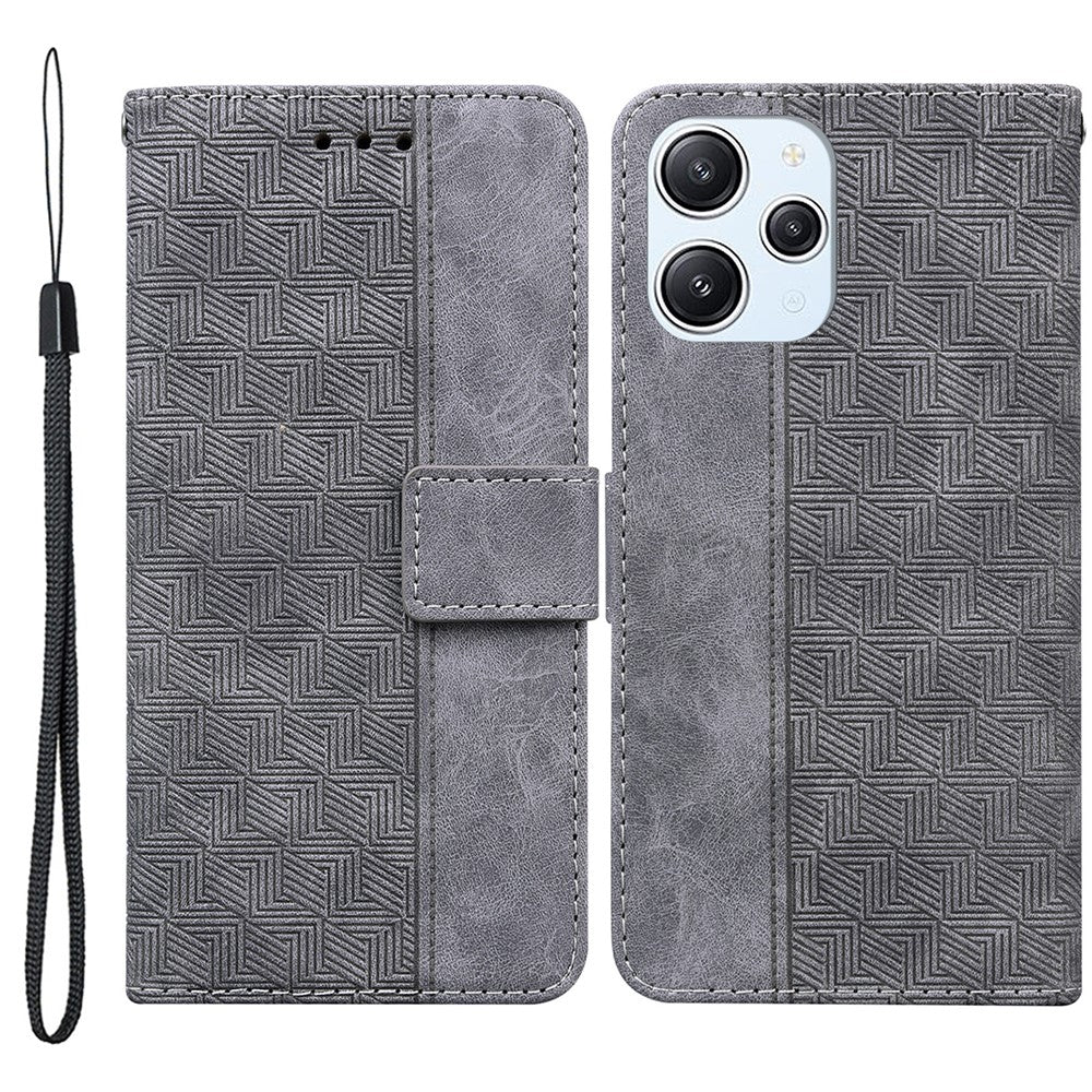 Xiaomi Redmi 12 4G Geometriskt Präglat mobilskal Flip Stand Plånbok PU Läder mobilskal