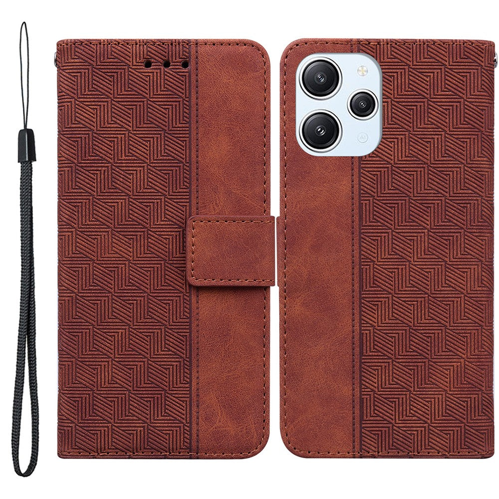 Xiaomi Redmi 12 4G Geometriskt Präglat mobilskal Flip Stand Plånbok PU Läder mobilskal