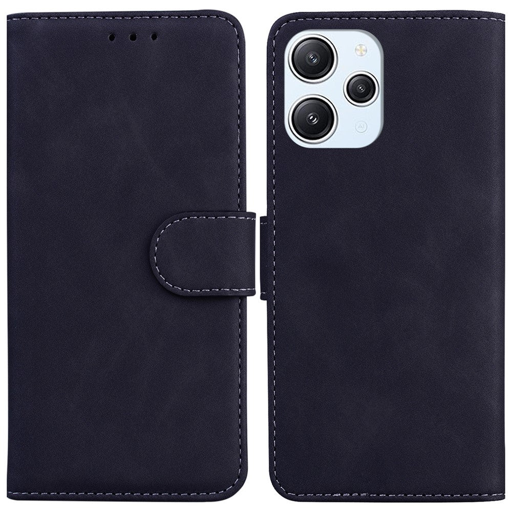 Solid Color Wallet Phone Cover for Xiaomi Redmi 12 4G , PU Leather Stand Phone Case
