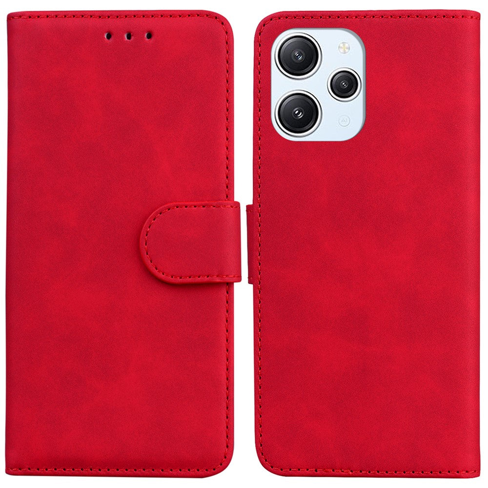 Solid Color Wallet Phone Cover for Xiaomi Redmi 12 4G , PU Leather Stand Phone Case