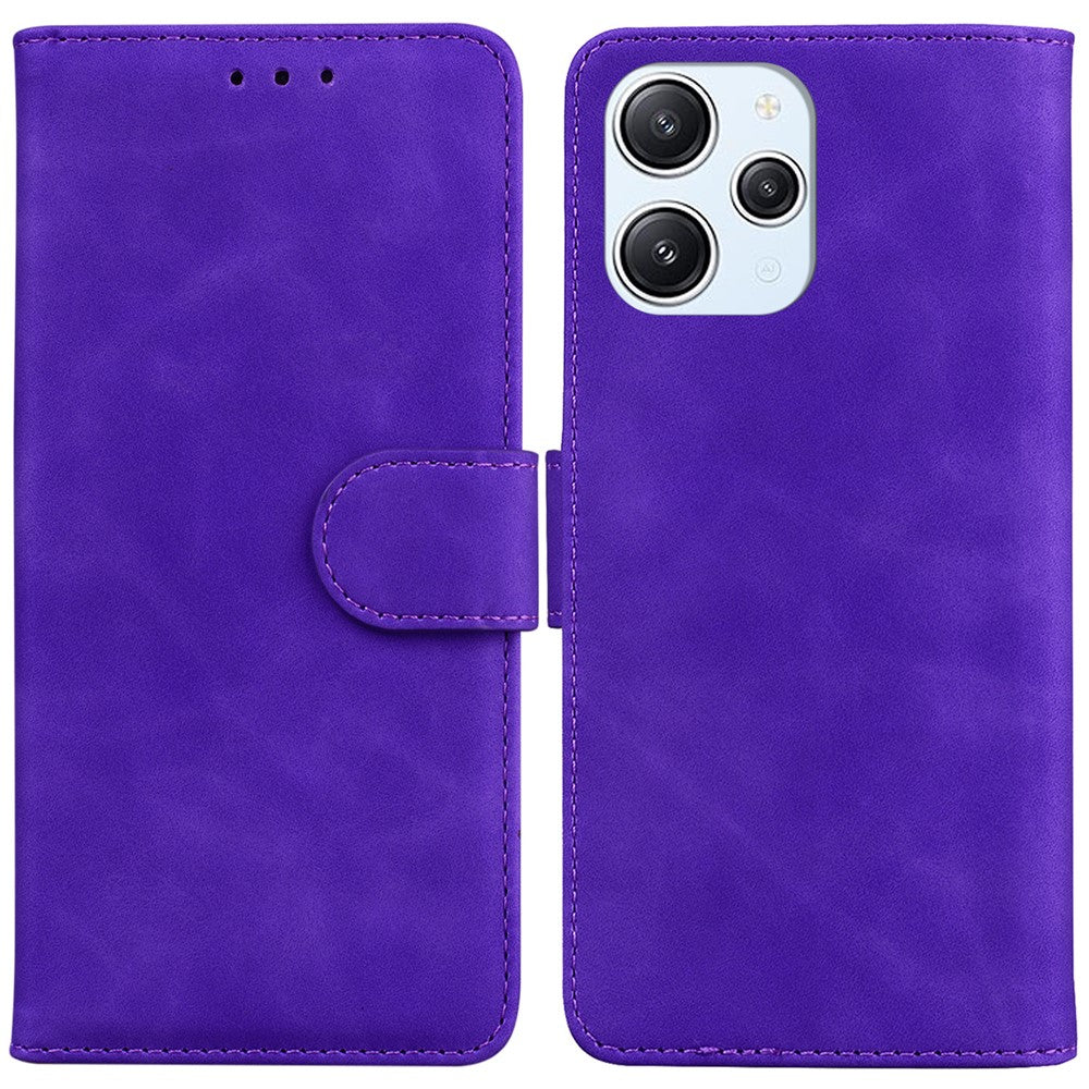 Solid Color Wallet Phone Cover for Xiaomi Redmi 12 4G , PU Leather Stand Phone Case