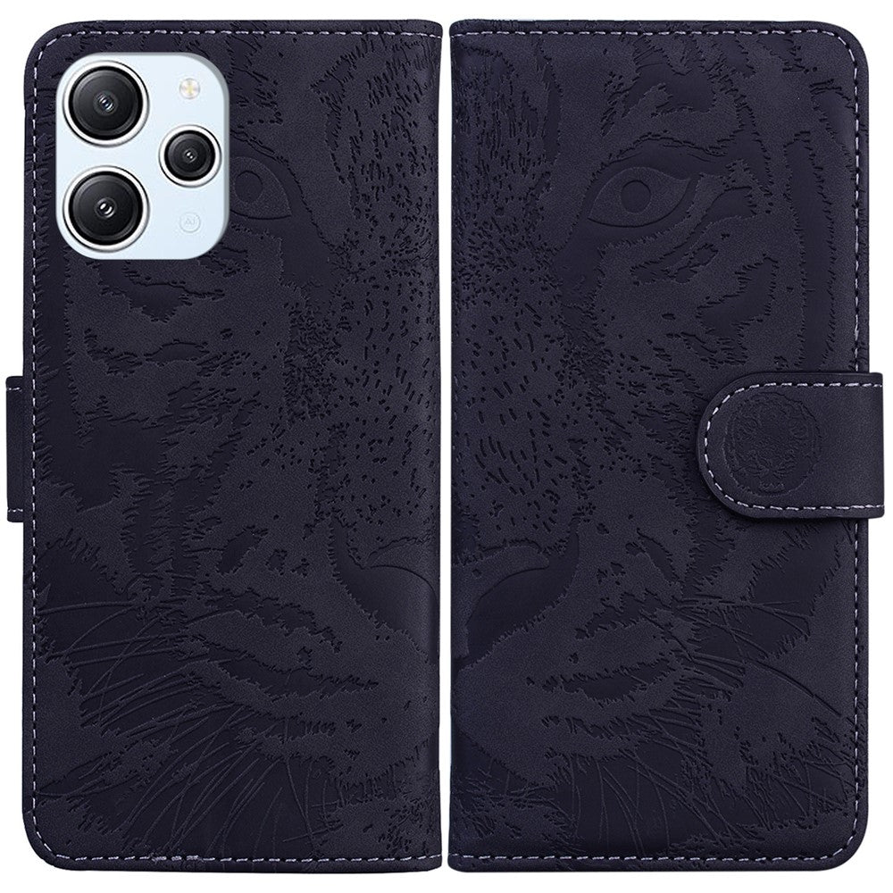 Imprinted Tiger PU Leather Wallet Cover for Xiaomi Redmi 12 4G , Anti-drop Phone Stand Case