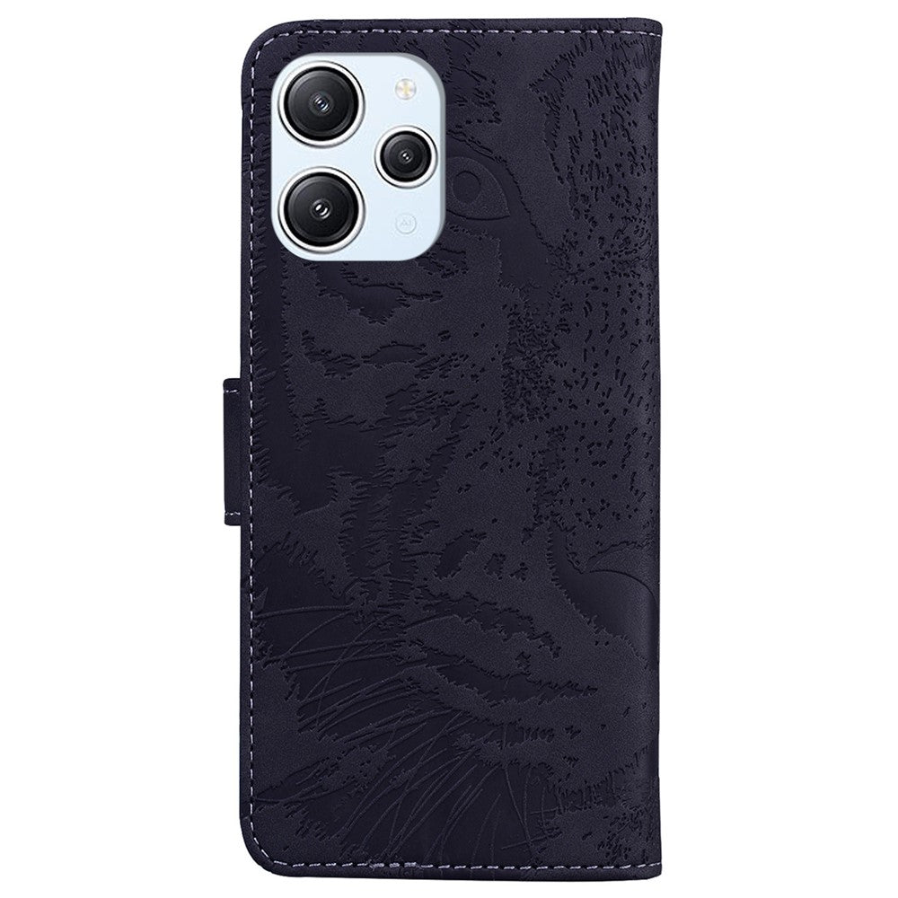 Imprinted Tiger PU Leather Wallet Cover for Xiaomi Redmi 12 4G , Anti-drop Phone Stand Case