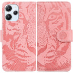 Imprinted Tiger PU Leather Wallet Cover for Xiaomi Redmi 12 4G , Anti-drop Phone Stand Case