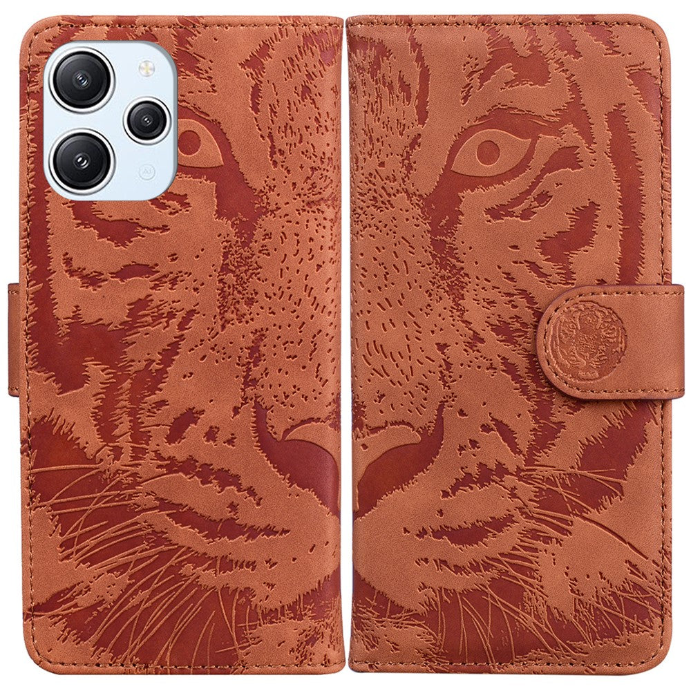 Imprinted Tiger PU Leather Wallet Cover for Xiaomi Redmi 12 4G , Anti-drop Phone Stand Case