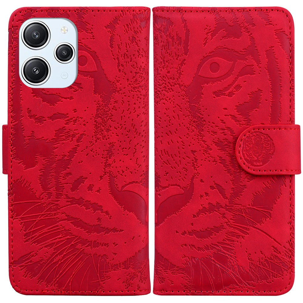 Imprinted Tiger PU Leather Wallet Cover for Xiaomi Redmi 12 4G , Anti-drop Phone Stand Case